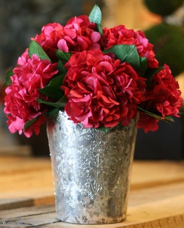 Mercury Glass Vase with Hydrangea - Click Image to Close